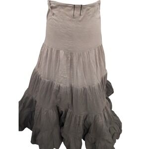 Erik Stewart Ombre Tiered Maxi Skirt Brown Cotton Tulle Boho Cottagecore Small